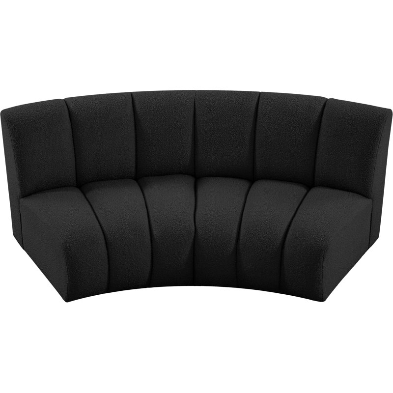 Infinity Upholstered Curved Sectional Symmetrical, Black Boucle Fabric