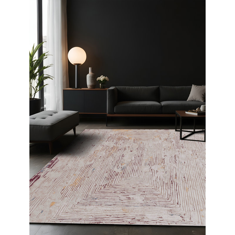 Tapis gris soyeux et moelleux, Carré 7 pi