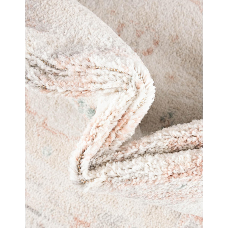 Hagood Oriental Area Rug in Ivory/Gray/Pink