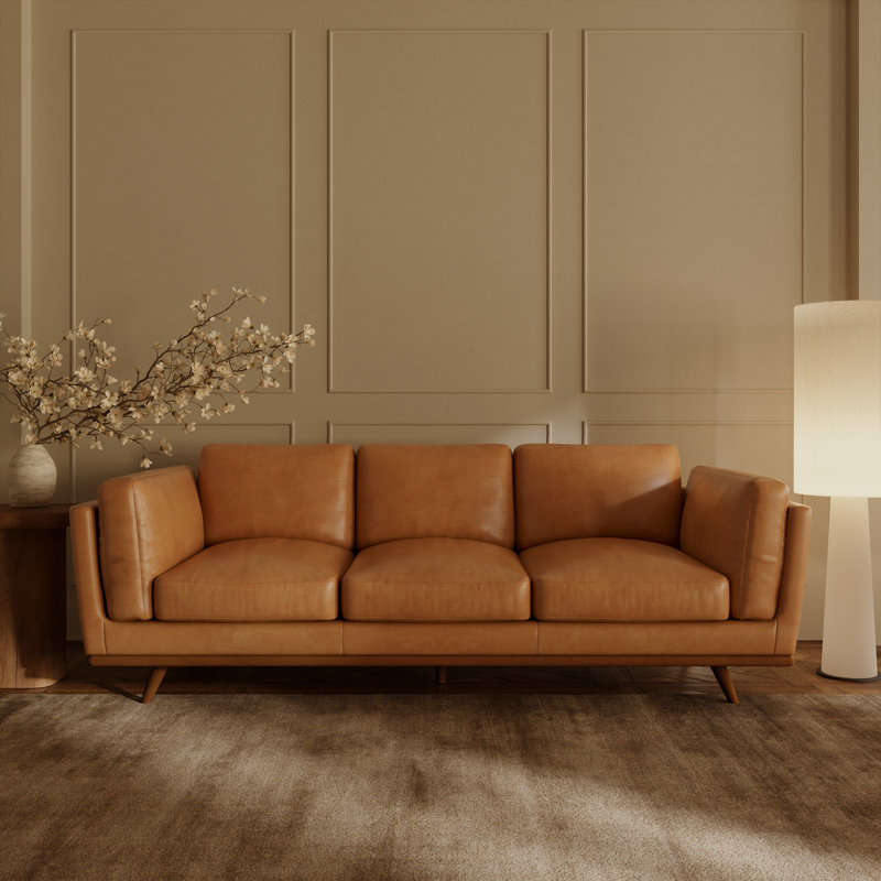 Cadiz 90.5'' Full-Grain Genuine Leather Sofa