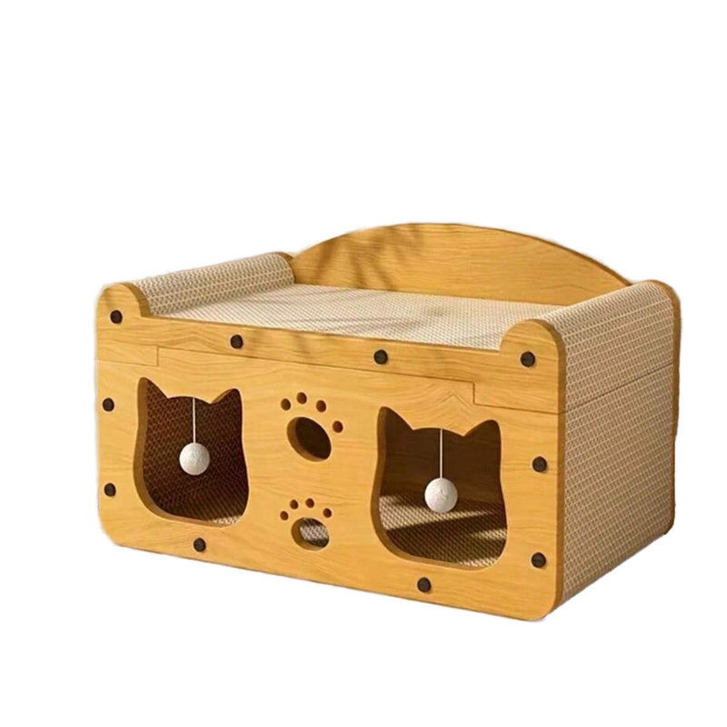 Maison de chat en carton résistante aux égratignures, lit de repos pour chat robuste en tôle ondulée résistante aux égratignures, jouet multi-usages pour chat