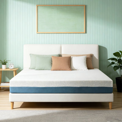 Très grand matelas de 10 pouces - Fabriqué au Japon, infusé de cuivre, double perforé, 7 zones, ajustable au lit, housse bleu-blanc