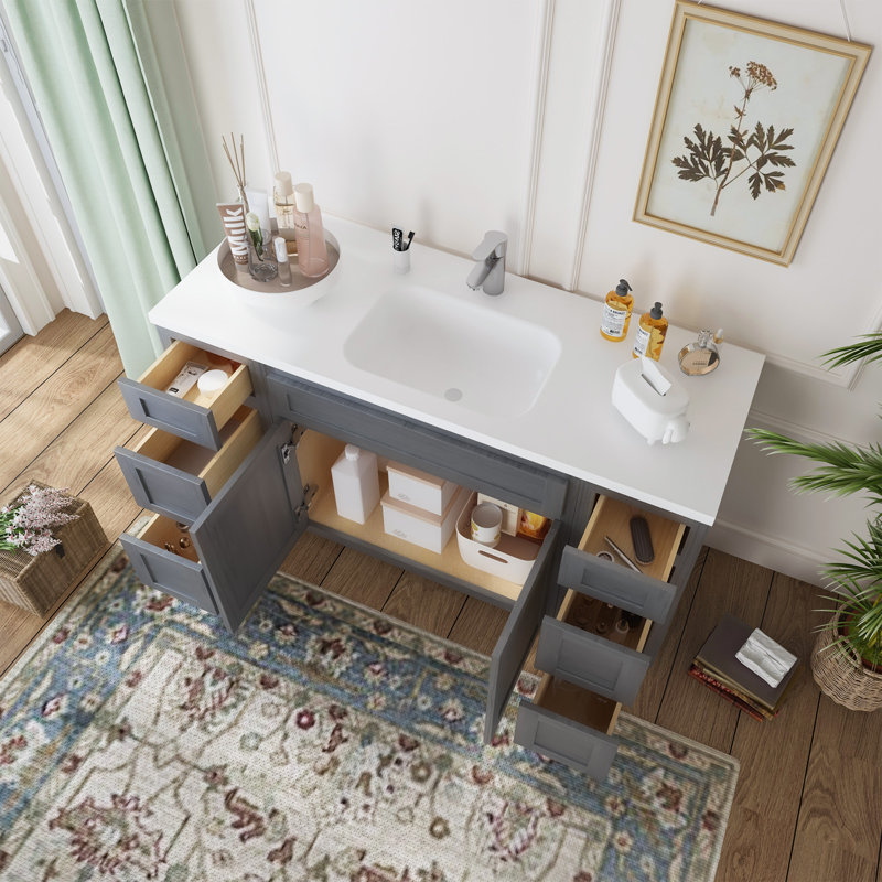 57'' Single Bathroom Vanity Base Only, Silver