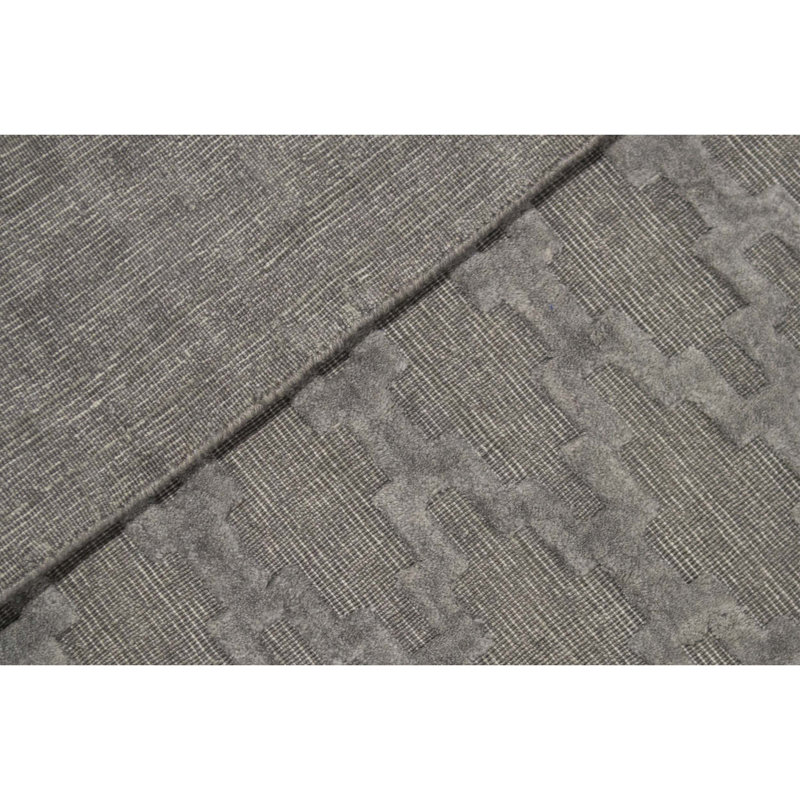 Wool Geometric Area Rug in Gray, Rectangle 5'11" x 9'3"