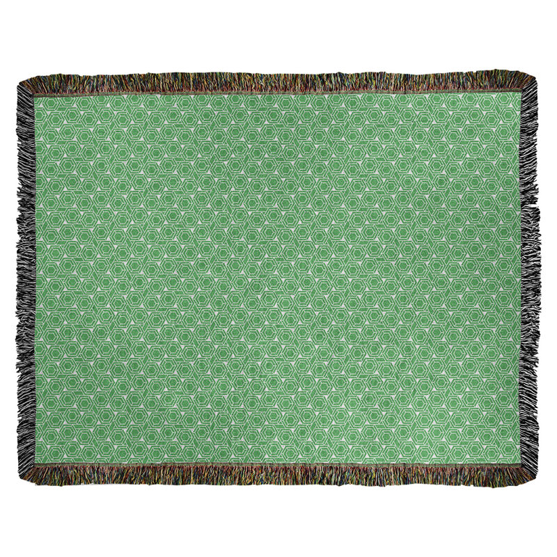 Couverture tissée hexagonale Katelyn Elizabeth, l 37 po x L 52 po, Vert / blanc