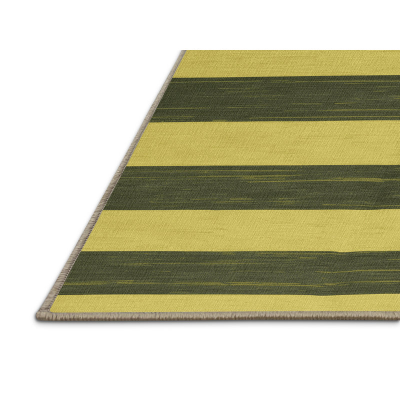 Tapis brun à rayures horizontales lavable à la machine
