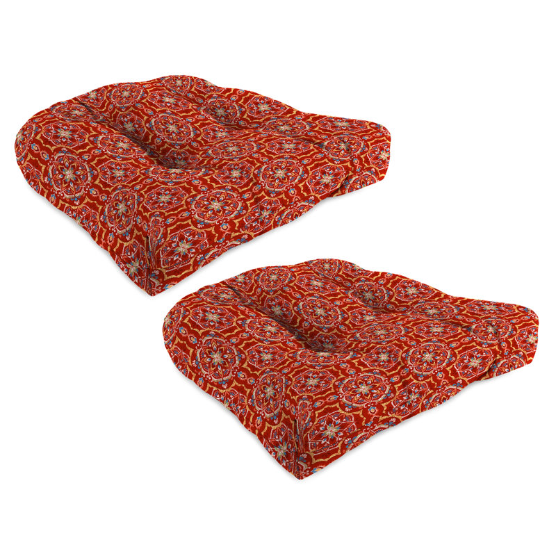 19" x 19" Outdoor Wicker Seat Cushion, Red - NULL