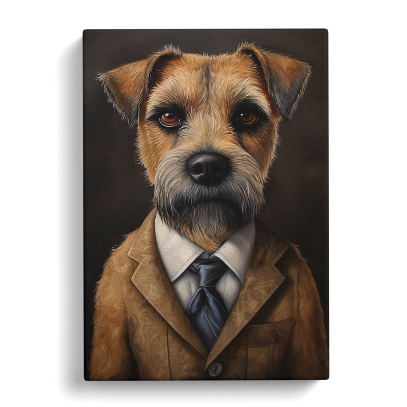 Border Terrier In A Suit Painting No.4 - Wrapped Canvas, 60cm H x 40cm W x 3cm D