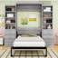 Lit escamotable double en bois avec tablettes de rangement et tiroirs