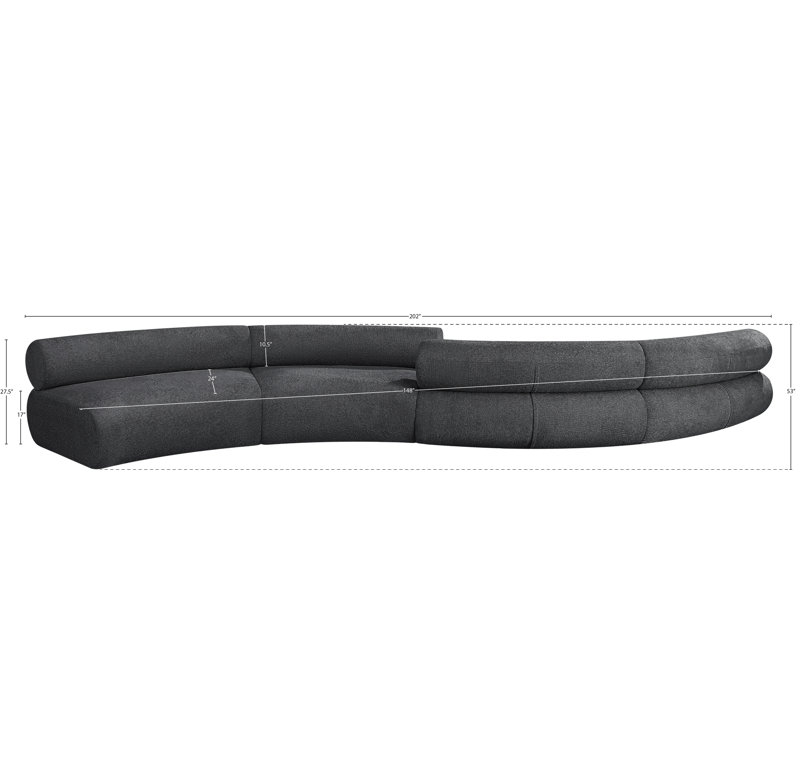 Bale 202" Upholstered Sectional, Grey Chenille Fabric