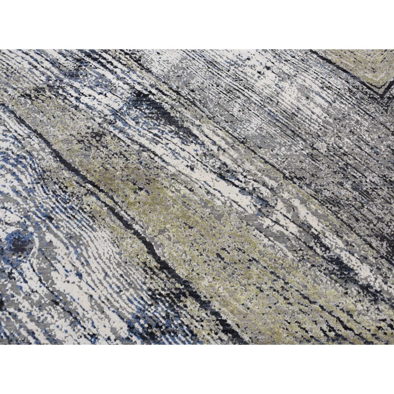 Tapis oriental en laine texturée en soie nouée à la main 9 pi x 12 pi 1 po 9877B1FB2EEA4BF88C2E2240665B6E2A