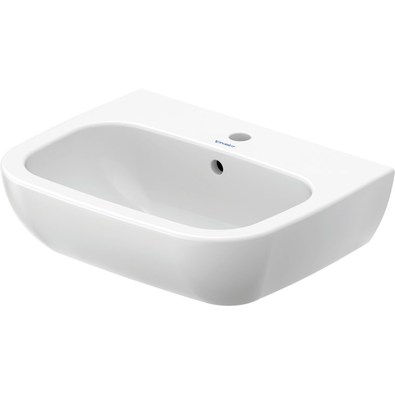 Duravit D-Code White Ceramic Rectangular Wall Mount Bathroom Sink with Overflow, Single Hole