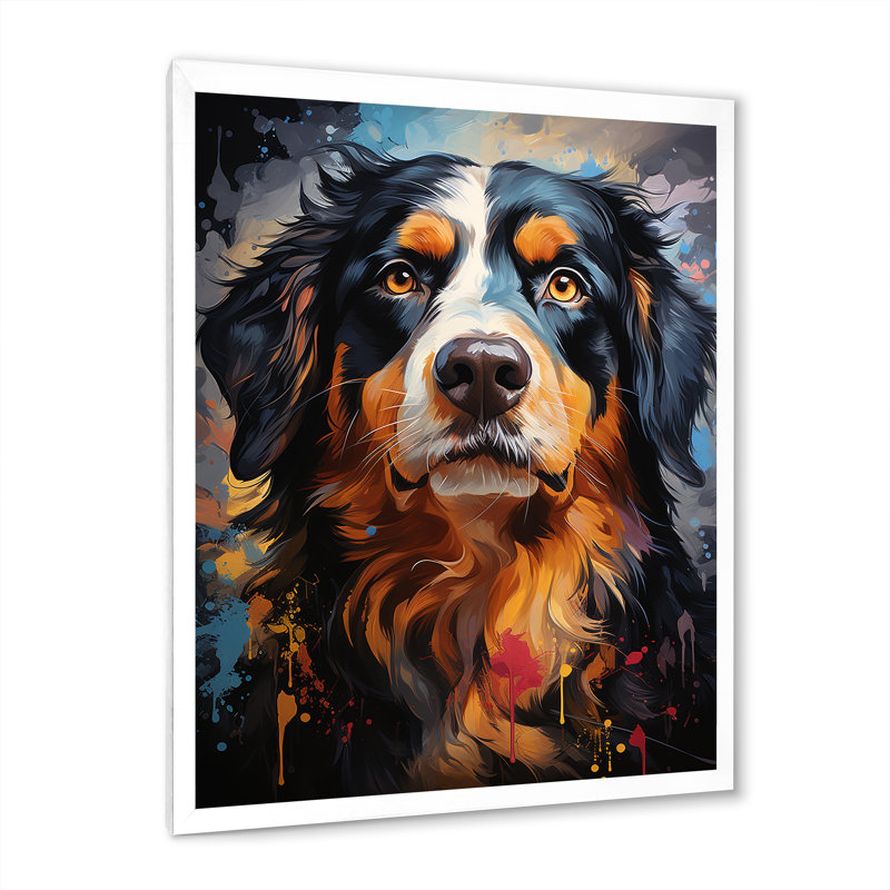 Bernese Mountain Majesty sur toile, H 20 po x l 12 po x P 1 po, Cadre simple blanc