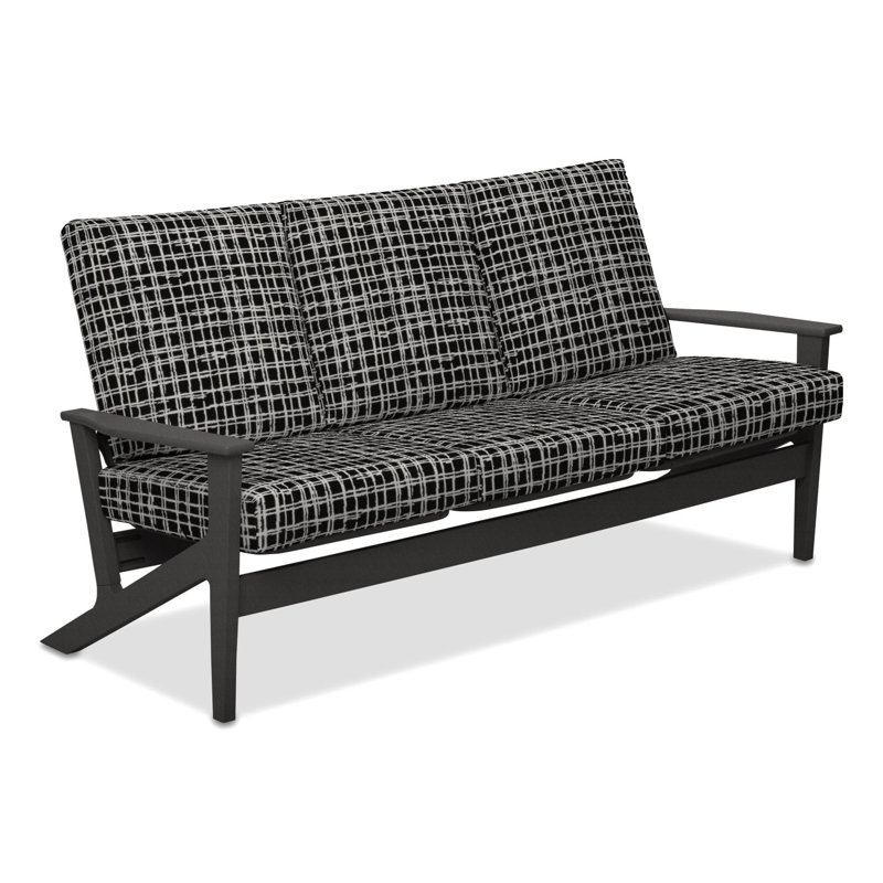 Chrisa 74.5'' Wide Patio Sofa with Cushions, Marais Classic, Graphite