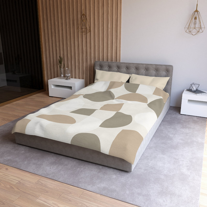 Microfiber Duvet Cover Boho Style, Design 74, Cream, Twin Duvet Cover