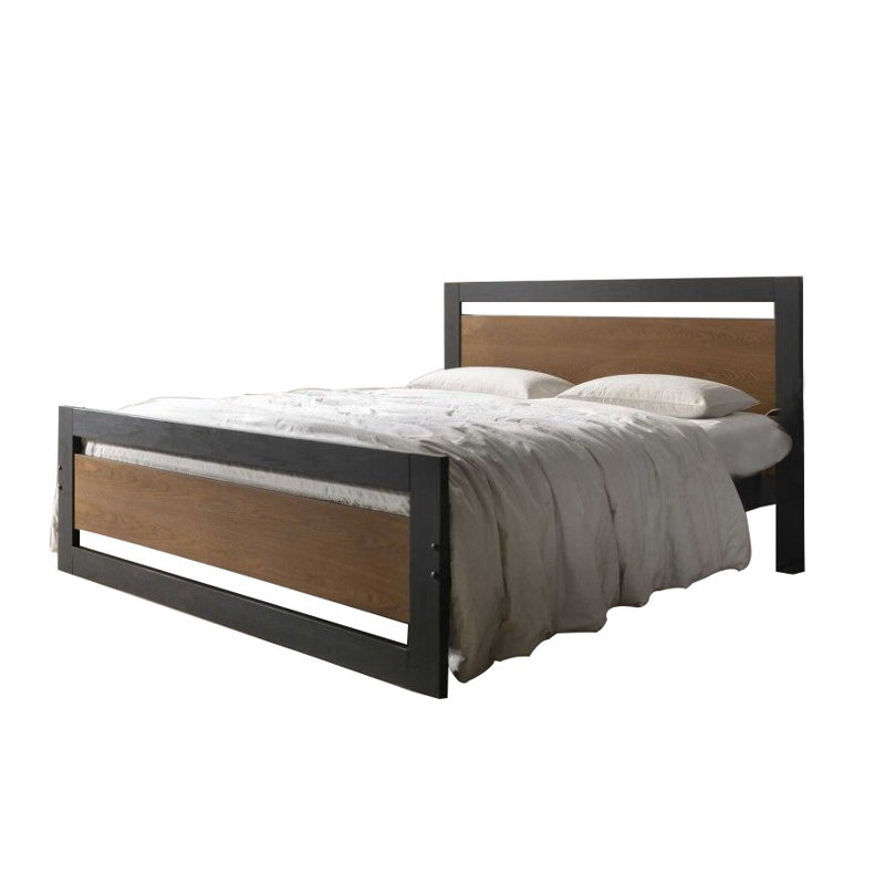 Santoyo Solid Wood Bed, Dark Grey, Double (4'6)