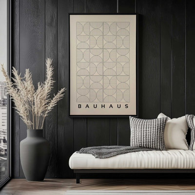 Bauhaus Minimalist Grid Motif Rolled Canvas 30 x 20