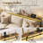 Console Table Entryway Table Behind Couch Table Height Adjustable (27.6"-35.4") with LED Light Strip and Charging Station-2094753886