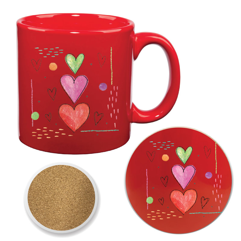 Ensemble de grandes tasses et sous-verres 20 oz Love Connection III