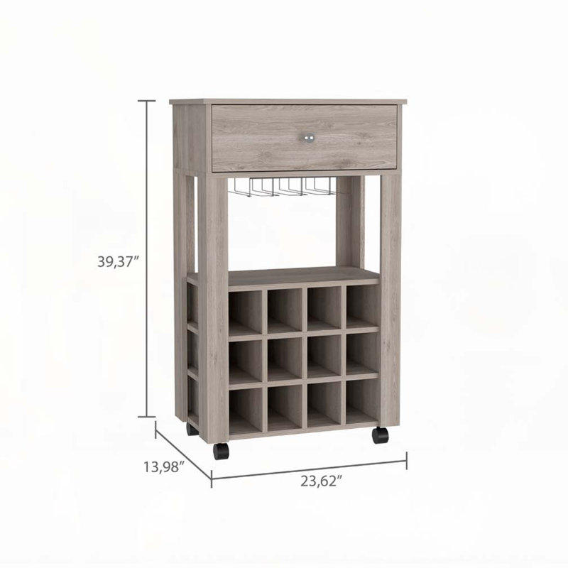 Armoire à vin 1 tiroir 12 bouteilles Ambler Gris clair, Gris clair
