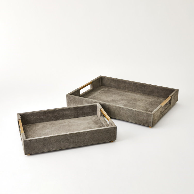 Posh Tray-Grey Suede-Lg, 3.75" H x 22" W x 16.5" D