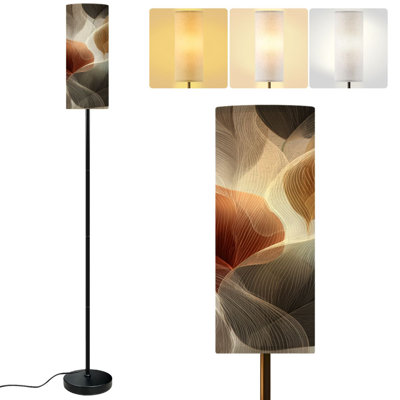  68.5" Standing Floor Lamp seamless leaves Dimmable Metal Pole Lamp with Linen Lampshade LED Bulb Included