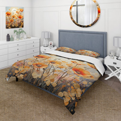 Yellow And Green Poppy Meadows 3 - Poppies Duvet Cover Set