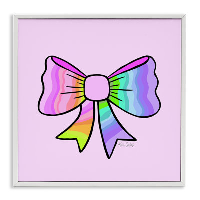 Pastel Rainbow Ombre Ribbon Framed Giclee, design by Katie Conley