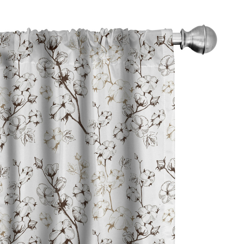 Botanical Floral Semi-Sheer Rod Pocket Curtain Panels, 28" x 95"