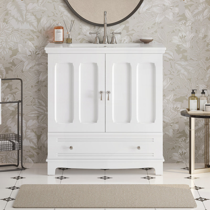 Meuble-lavabo 30 po avec lavabo en céramique, Blanc