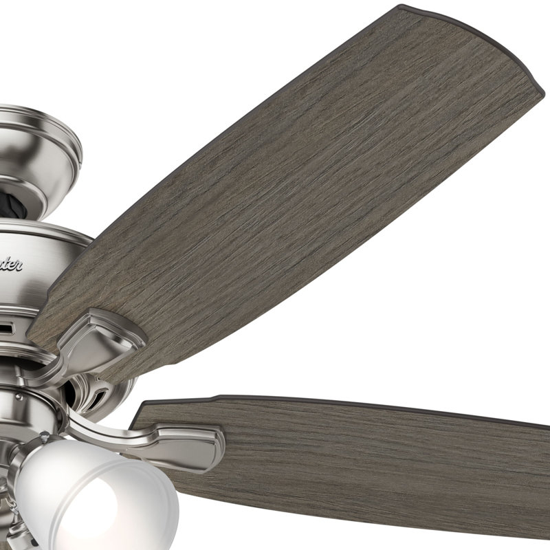 52" Amberlin 5 - Blade Standard Ceiling Fan with Pull Chain and Light Kit Included, Brushed Nickel