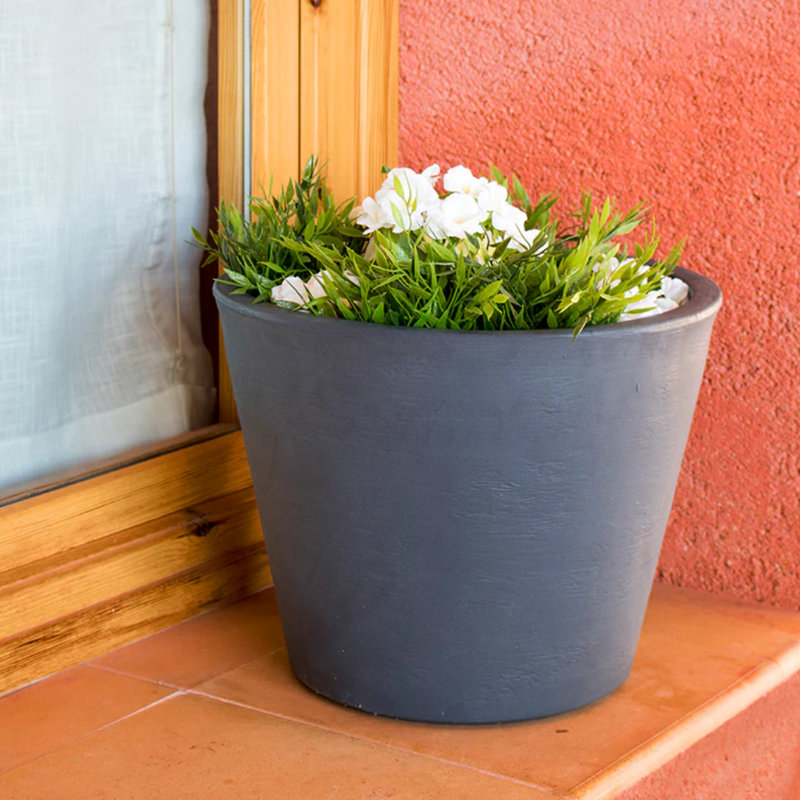 Ebern Designs Eco-friendly Round Pot Planter, Cozumel. Indoor/outdoor Use, Four Season Use, 11.4" H x 13.8" W x 14.2" D