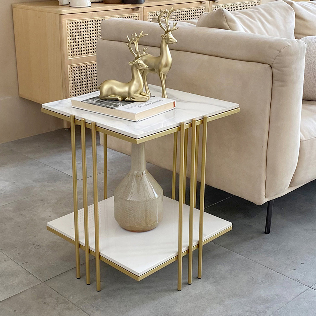 Ratesha Marble Top End Table Everly Quinn