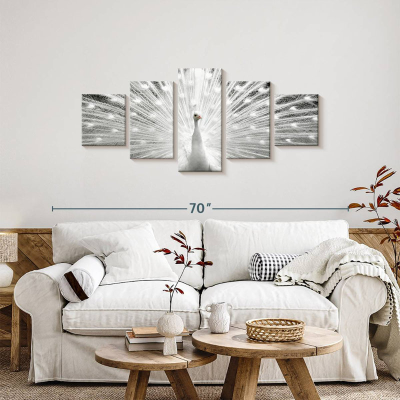Brampt Pearl White Peacock, 24" H x 55" W