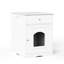 Enceinte de litière blanche en bois pour chat avec table d'appoint et tiroir