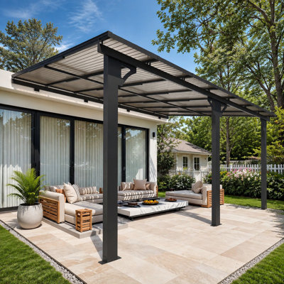 Pergola adossée d'extérieur à hauteur réglable pour terrasse