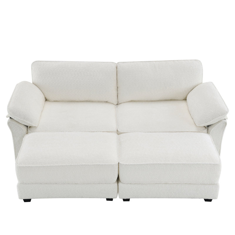Free Combination Modular Convertible Sectional Sofa Bed Modular Sectional Sofa Sectional Sleeper, White Chenille