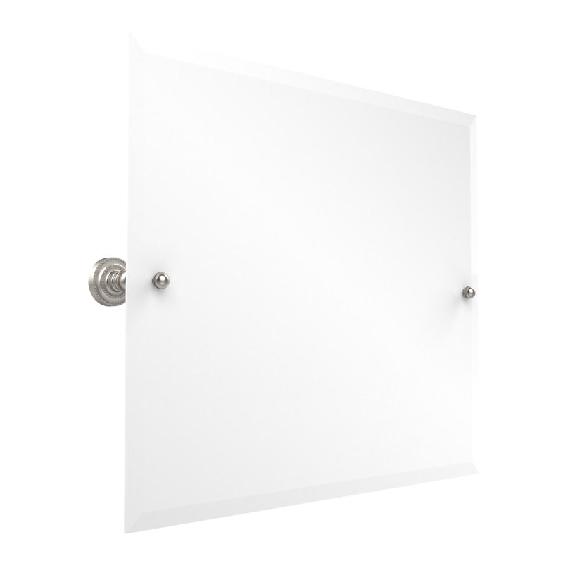 Metal Wall Mirror, Satin Nickel, 26" H x 21" W