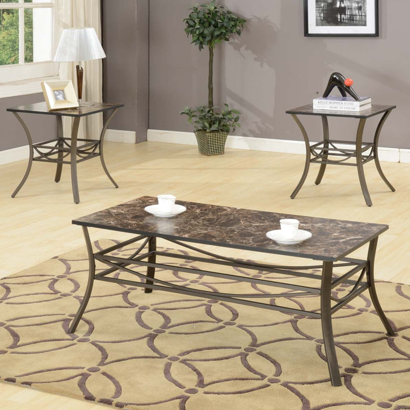 Ensemble de tables basses 3 pièces Clontz