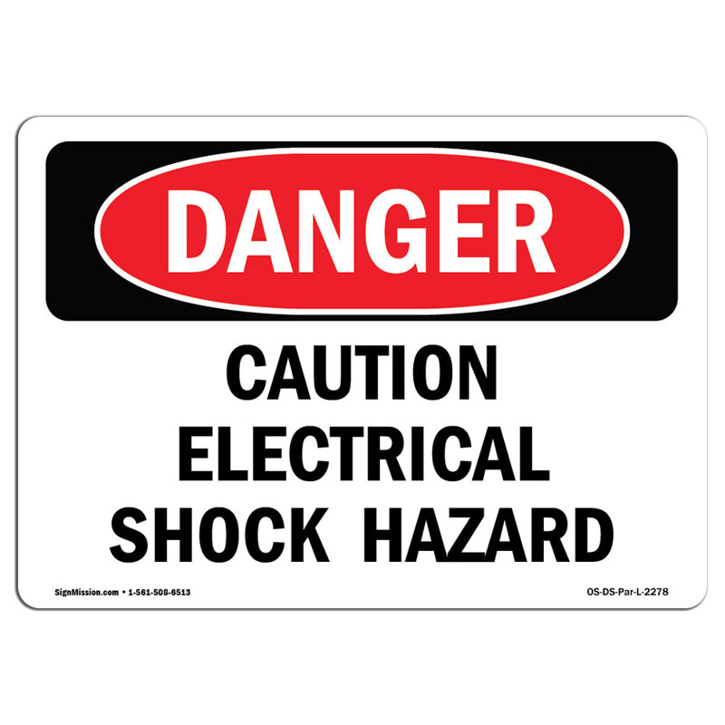 Panneau d'avertissement de danger de choc électrique, H 12 po x l 18 po x P 0,1 po