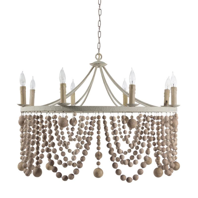 Madeleine 8 - Light Wagon Wheel Chandelier with Beaded Accents