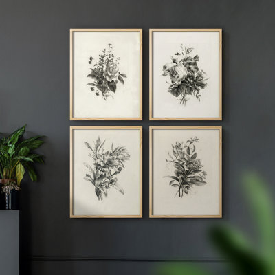 «Vintage Floral Print CCCCXXV III», 4 pièces sur papier