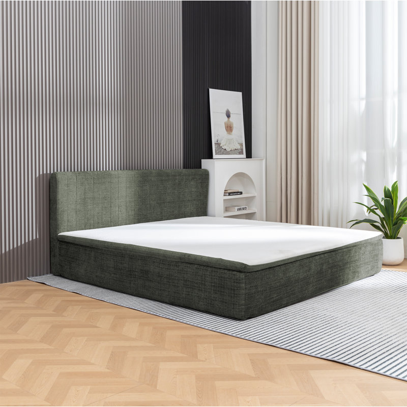 15" Thick Upholstered Compression Bed, King, Green