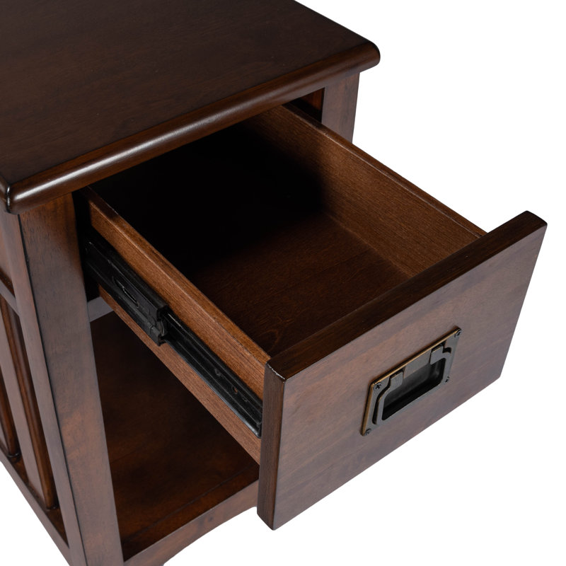 Antionett End Table with Storage, Dark Cherry