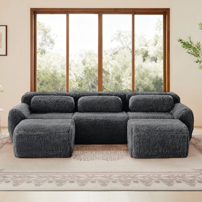 Canapés ergonomiques moelleux, conception modulaire en forme de U pour le divertissement à domicile, gris foncé