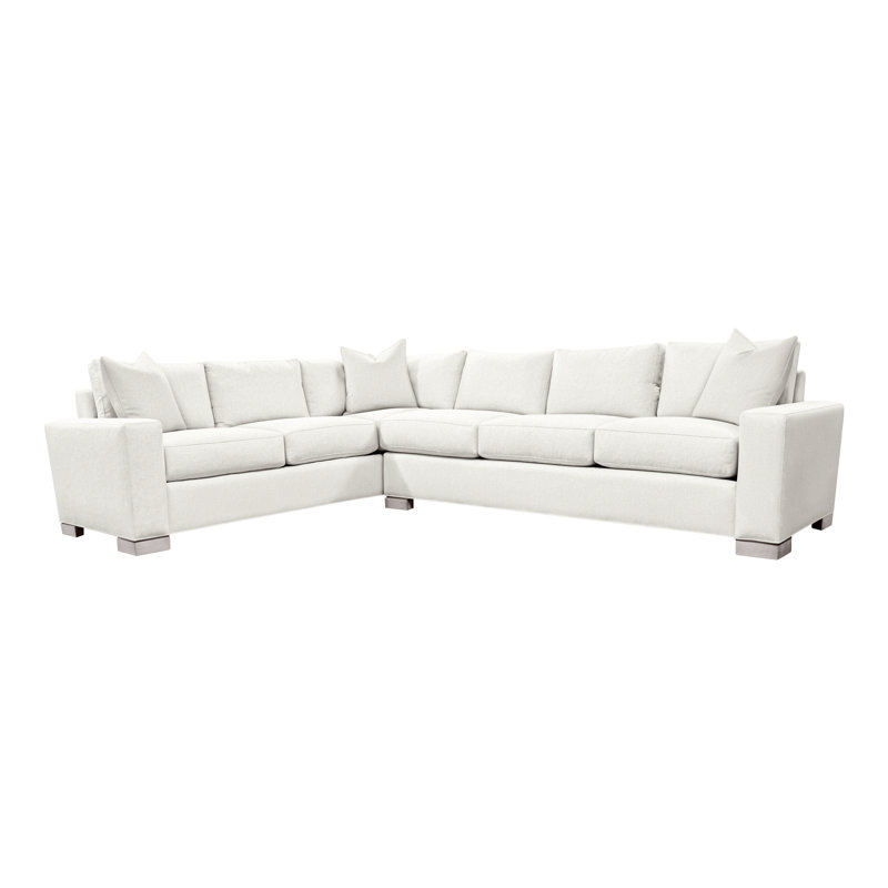 Canapé modulaire 2 pièces American Bungalow Claremont, Mélange de lin Kennelly Snow, Gris colombe