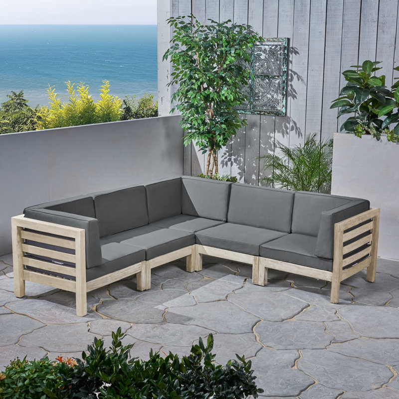 Canapé modulaire d'extérieur 30,25 po avec coussins, Structure grise / coussin gris foncé