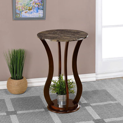 Enrapturing Brown Accent Table With Faux Marble Top For Home Style Traditional Surface Primary Living Space