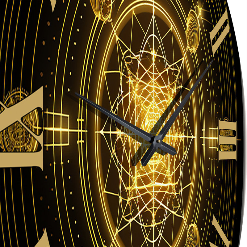 Knowing Sacred Geometry Gold On Black I Wall Clock, Medium