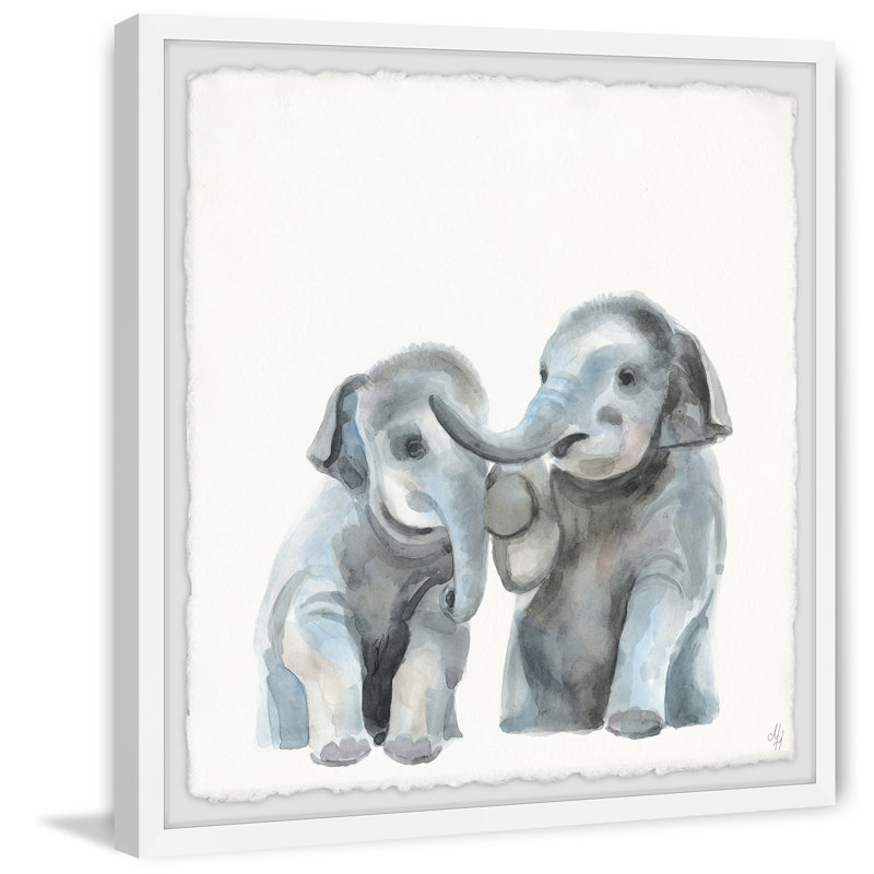 Keyon Baby Elephants - Print, 41cm H x 41cm W